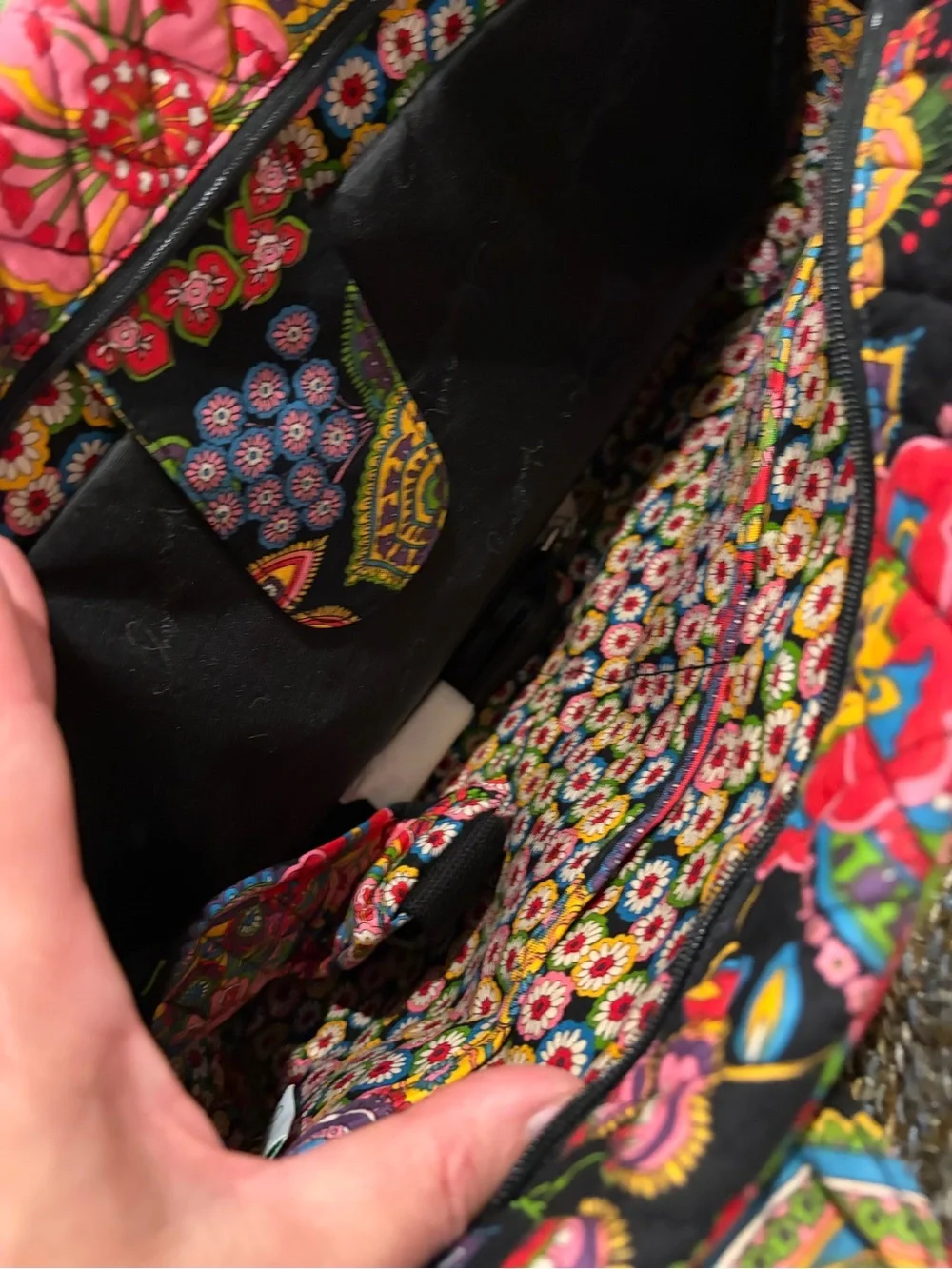 Vera Bradley Black Multicolor Quilted Floral Paisley Laptop Bag
